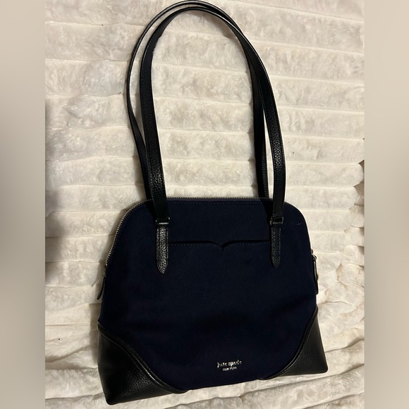Kate Spade Navy Felt Carolyn Medium Shoulder Purse, Measures 13”x9.5”x5”. - Picture 3 of 8